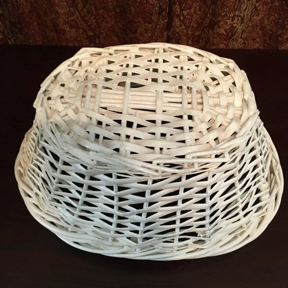 Vintage White Wicker Basket